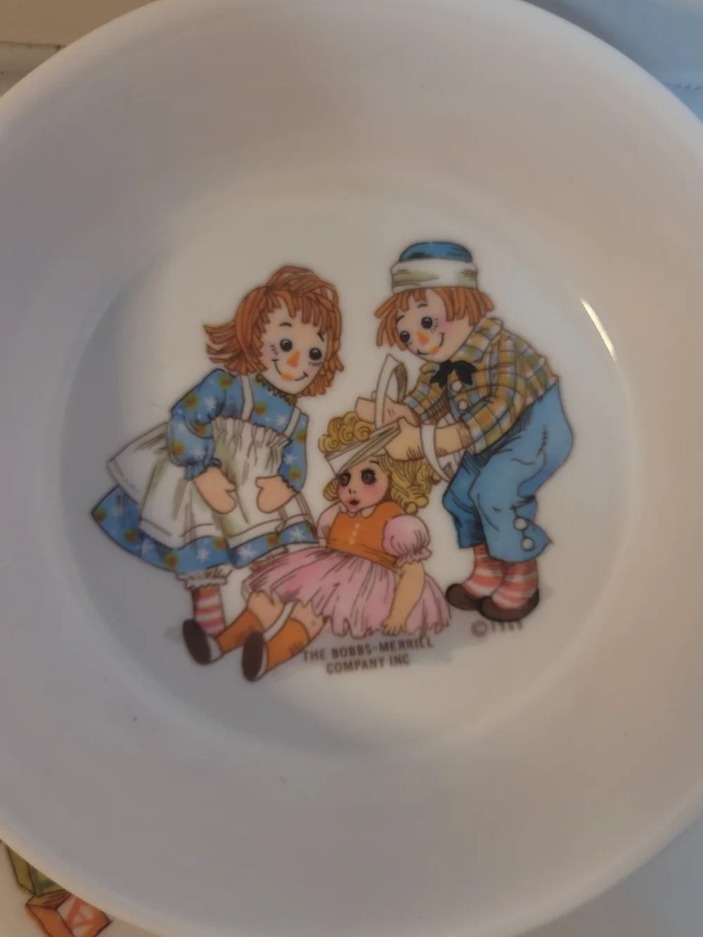Raggedy Ann & Andy White Ceramic Kids Bowl and Plate Set (Z)